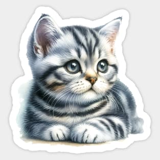 American Shorthair Watercolor Kitten - Cute Kitties Sticker